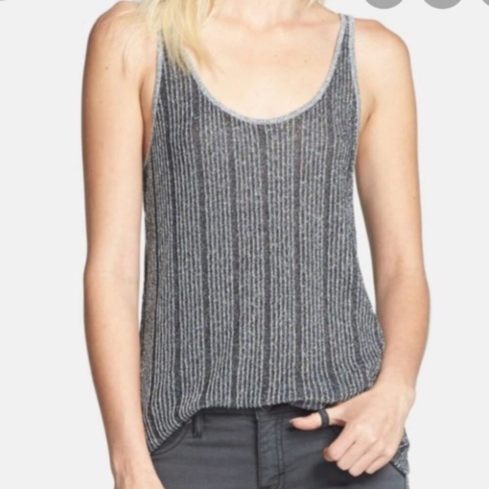 Leith Metallic Sparkle Tank Top Small Gray Ribbed Shirt Sparkly